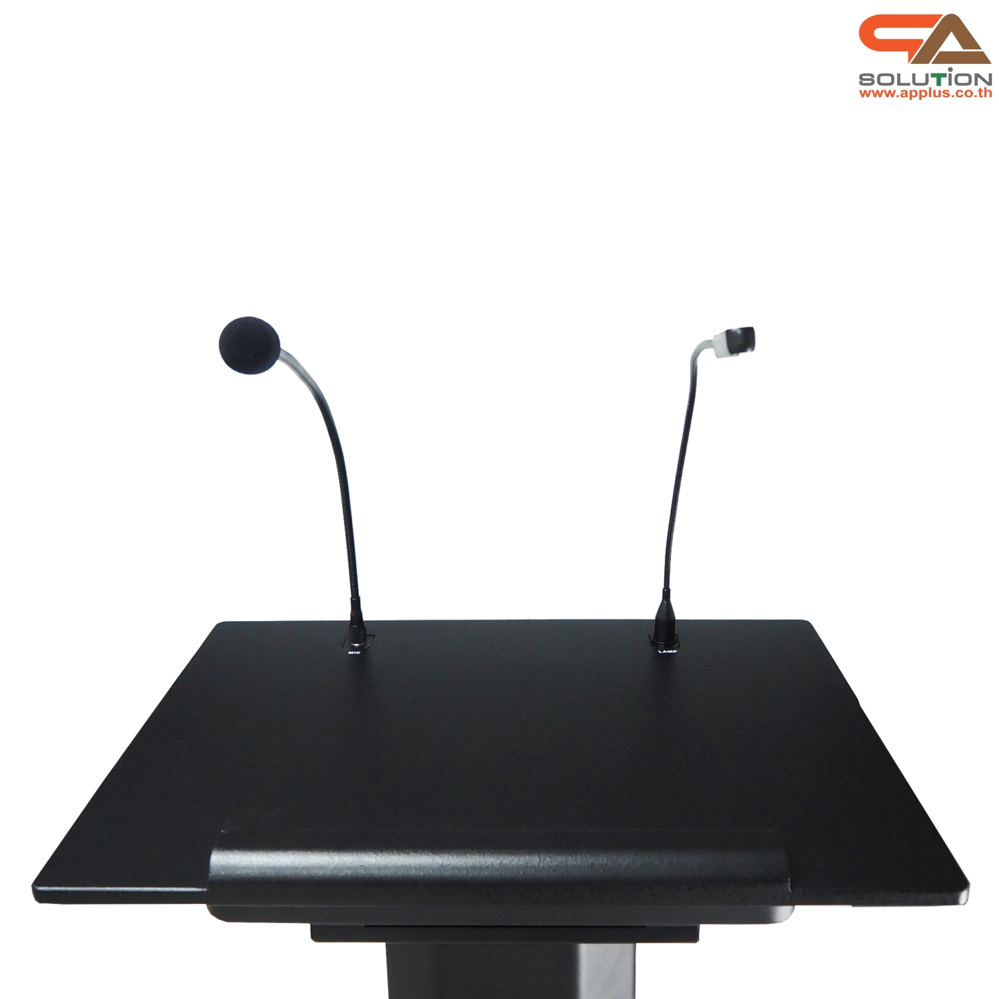 โพเดียมพร้อมไมค์ MI-01 ขนาด (W)58 X (L)46 X (H)111 cm. พร้อมไมค์ก้าน1ชุดพร้อมโคมไฟส่องสว่าง มีลำโพงในตัว