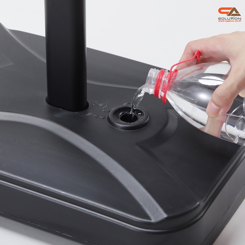 โปสเตอร์สแตนด์เหล็ก ฐานน้ำ สีดำ (W)60 x (L)80 x (H)151 cm. สอดงานด้านบน โชว์งานพิมพ์ 2 ด้าน