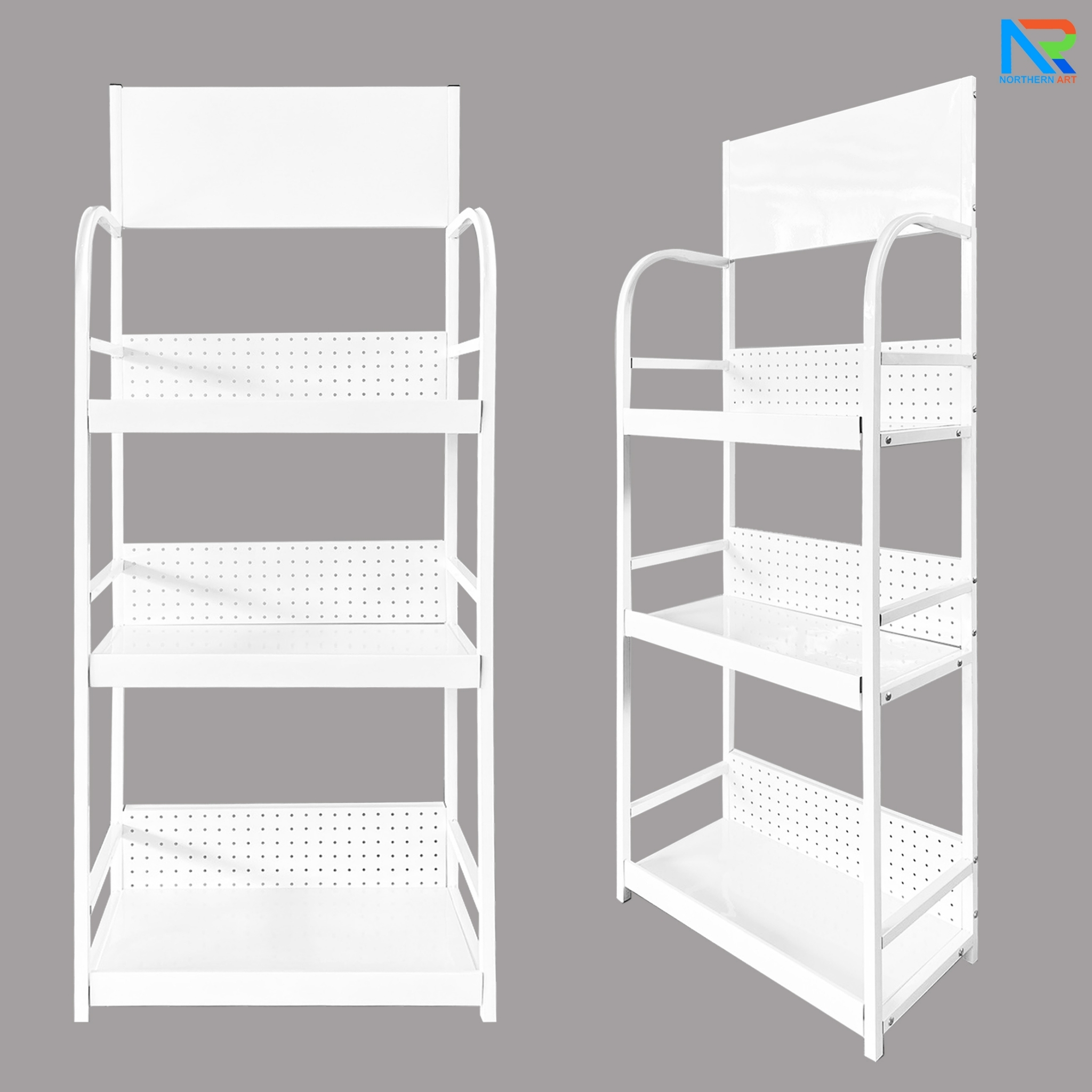 ชั้นวางสินค้าเหล็ก 3 ชั้น สีขาว ขนาด (W)60 x (D)30 x (H)150 ซม. ถอดประกอบได้
