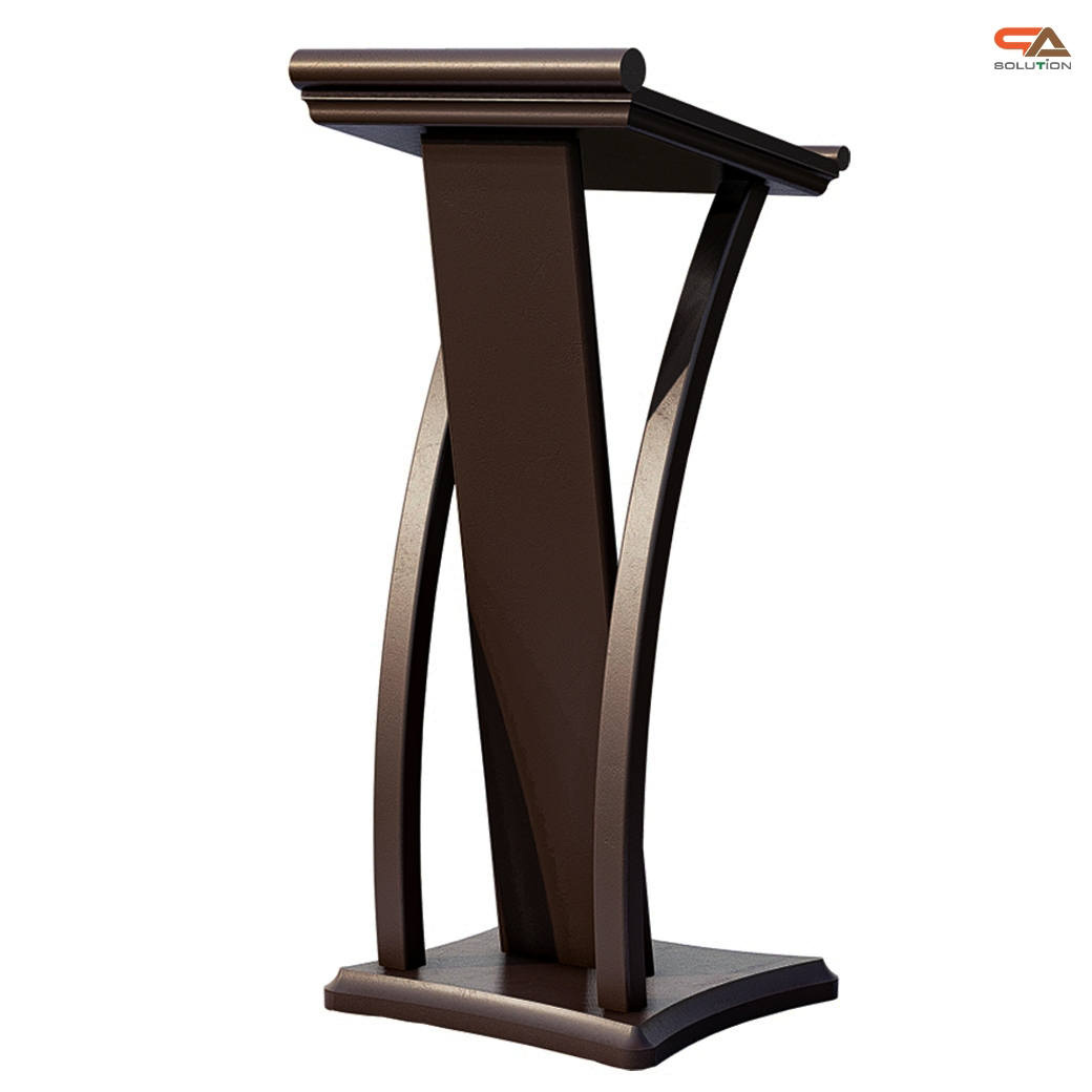 โพเดียมไม้ ขนาดTOP (W) 45 x (L) 50 cm.สูง 120 ซม.ตกแต่งไม้โค้งด้านข้าง สวยคลาสสิค พร้อมจัดส่งทั่วไทย