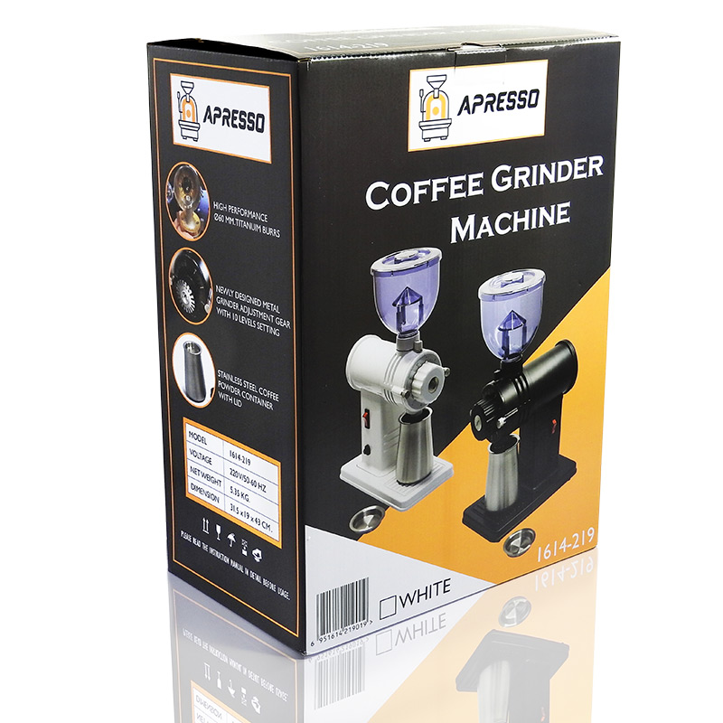 เครื่องบดกาแฟ APRESSO เฟืองบดคอปเปอร์ 60 mm. ปรับบดหยาบ 10 ระดับ