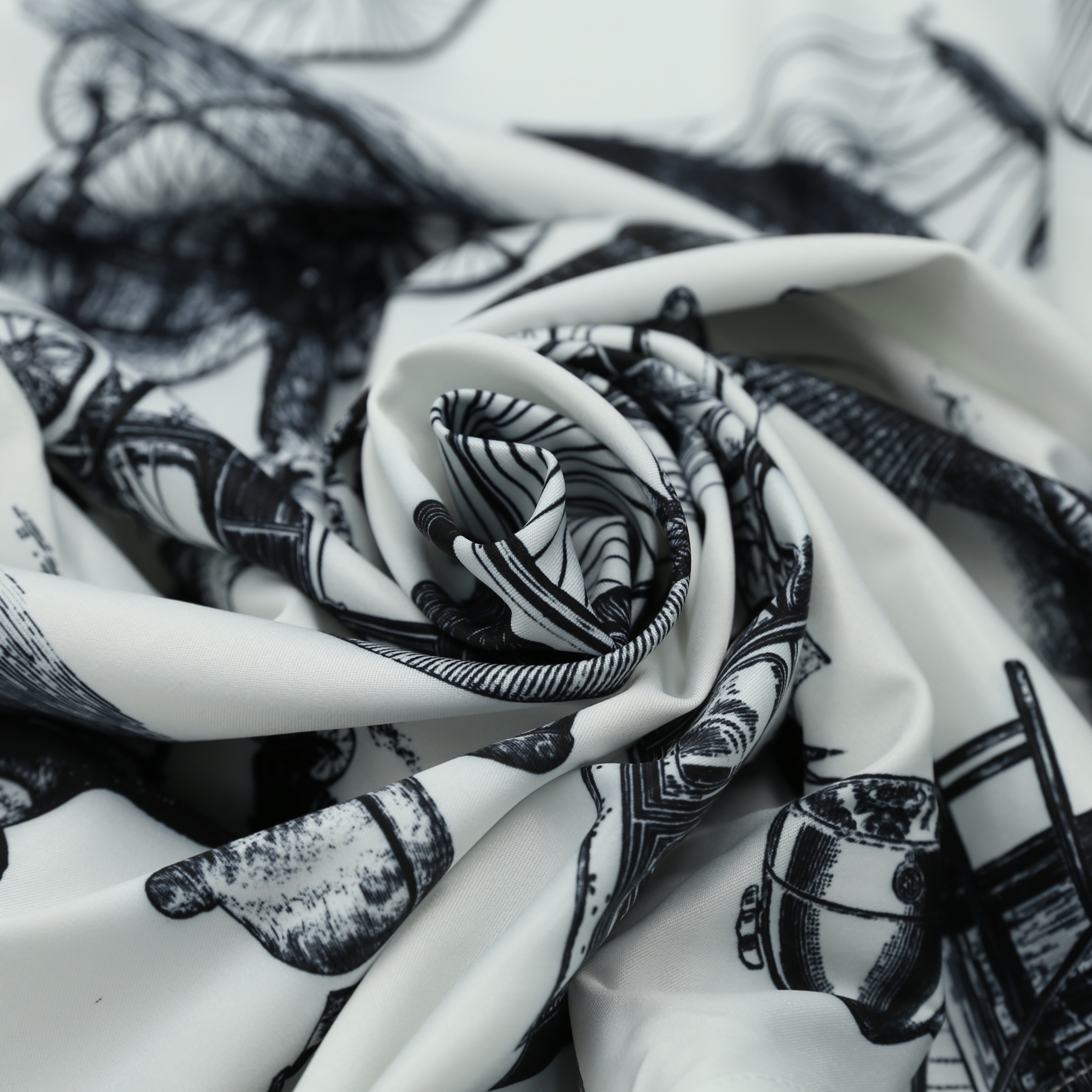 Black Ship White Patterned Shirt
