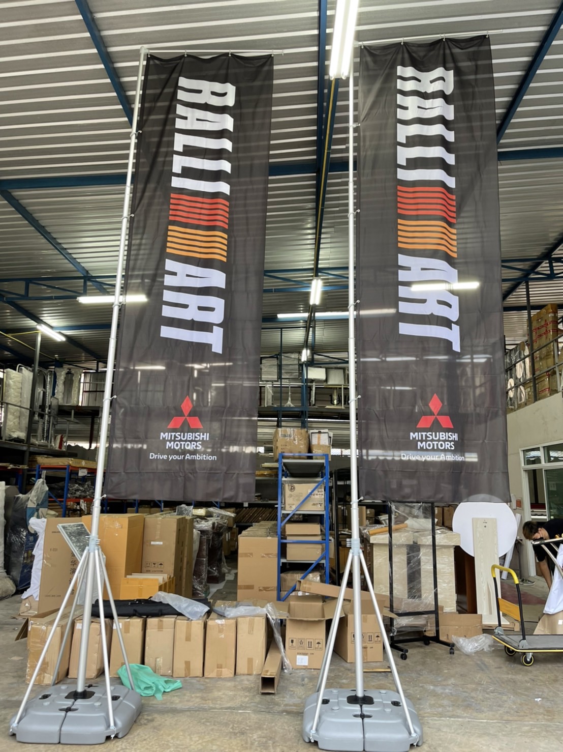 ธงญี่ปุ่น ไจแอนท์ ฐานน้ำ ขนาด 7 m. โครงอะลูมิเนียม ถอดประกอบได้ พร้อมผ้าธงขนาด (W)120 x (H)550 cm.