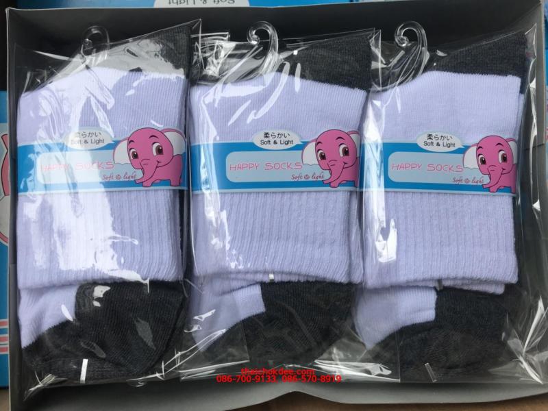 P10575 ถุงเท้านักเรียน ข้อสั้น ใส่เล่นกีฬาได้ No.9-12 แพคถุงพร้อมขาย (ราคาขายส่งต่อ 1 โหล: 12 คู่)