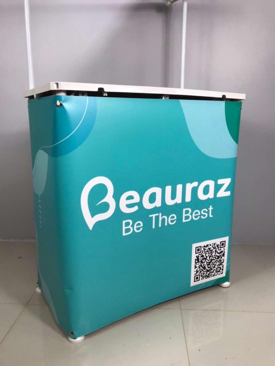 โต๊ะชงชิม บูธชงชิม รุ่นมีหลังคา ขนาด (W)78 x (D)40 x (H)185 cm.พร้อมชั้นวางของ หลังคา ถอดประกอบได้ พร้อมกระเป๋า 1 ใบ