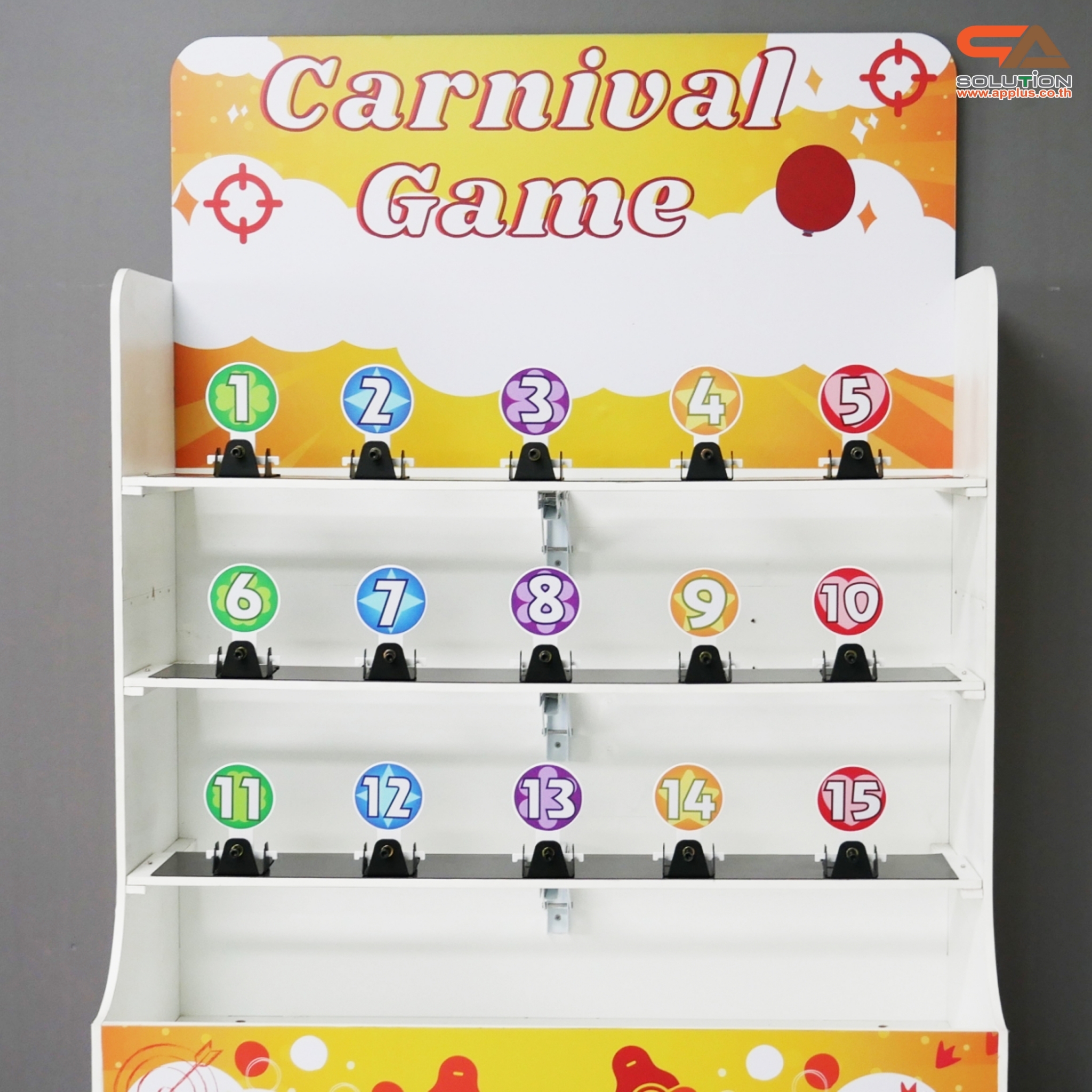 เกมส์ CARNIVAL GAME ยิงเป้าเหล็กกลม ขนาด (W) 90 x (L)50 x (H)176 cm. พร้อมเป้าเหล็กกลม 15 อัน ปืนกระสุนโฟม 2 ชุด