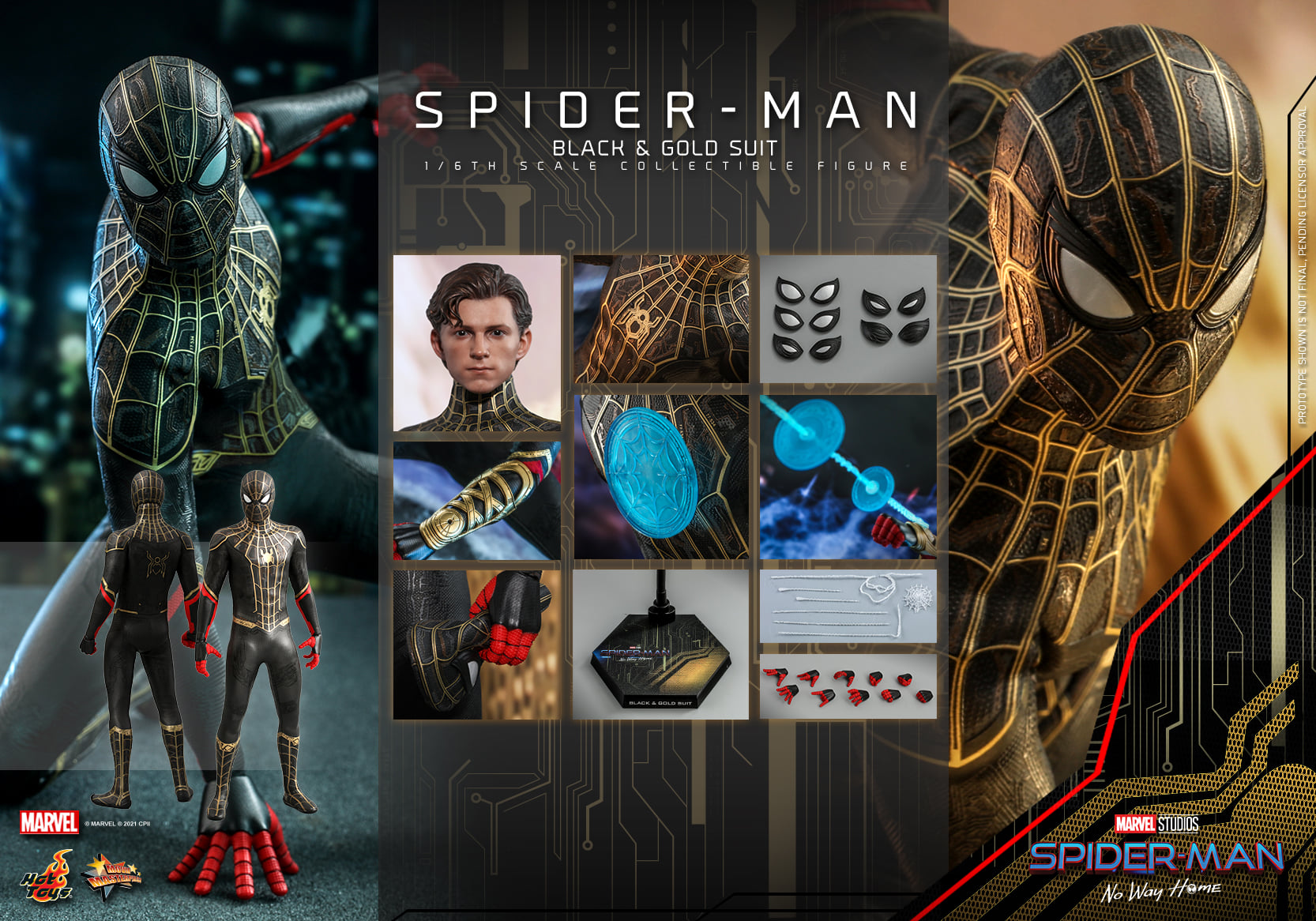 Hot Toys MMS604 1/6 Spider-Man: No Way Home - Spider-Man (Black & Gold Suit)