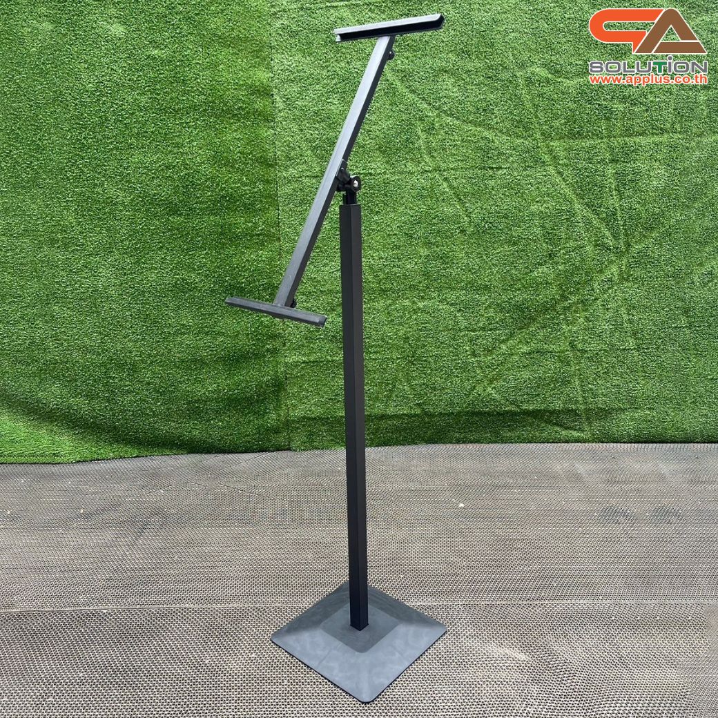ขาตั้งโปสเตอร์เหล็ก แบบเอียง ฐานพลาสติก-ขึ้นรูป เสริมแผ่นยางถ่วงน้ำหนัก โชว์งานพิมพ์ 1 ด้าน ปรับระดับ-ปรับเอนได้ ถอดประกอบเคลื่อนย้ายสะดวก