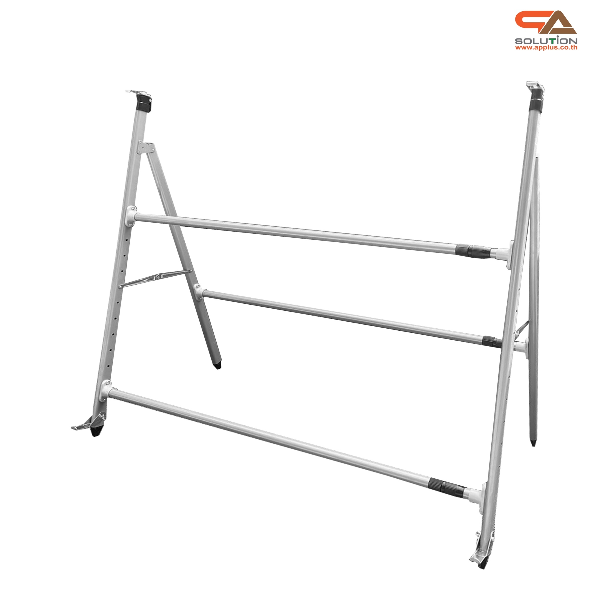ขาตั้งป้าย ปรับขนาดได้ วัสดุอะลูมิเนียม ถอดประกอบได้ เคลื่อนย้ายสะดวก รองรับขนาดงานพิมพ์ (W) 120-240 x (H) 60-145 cm.