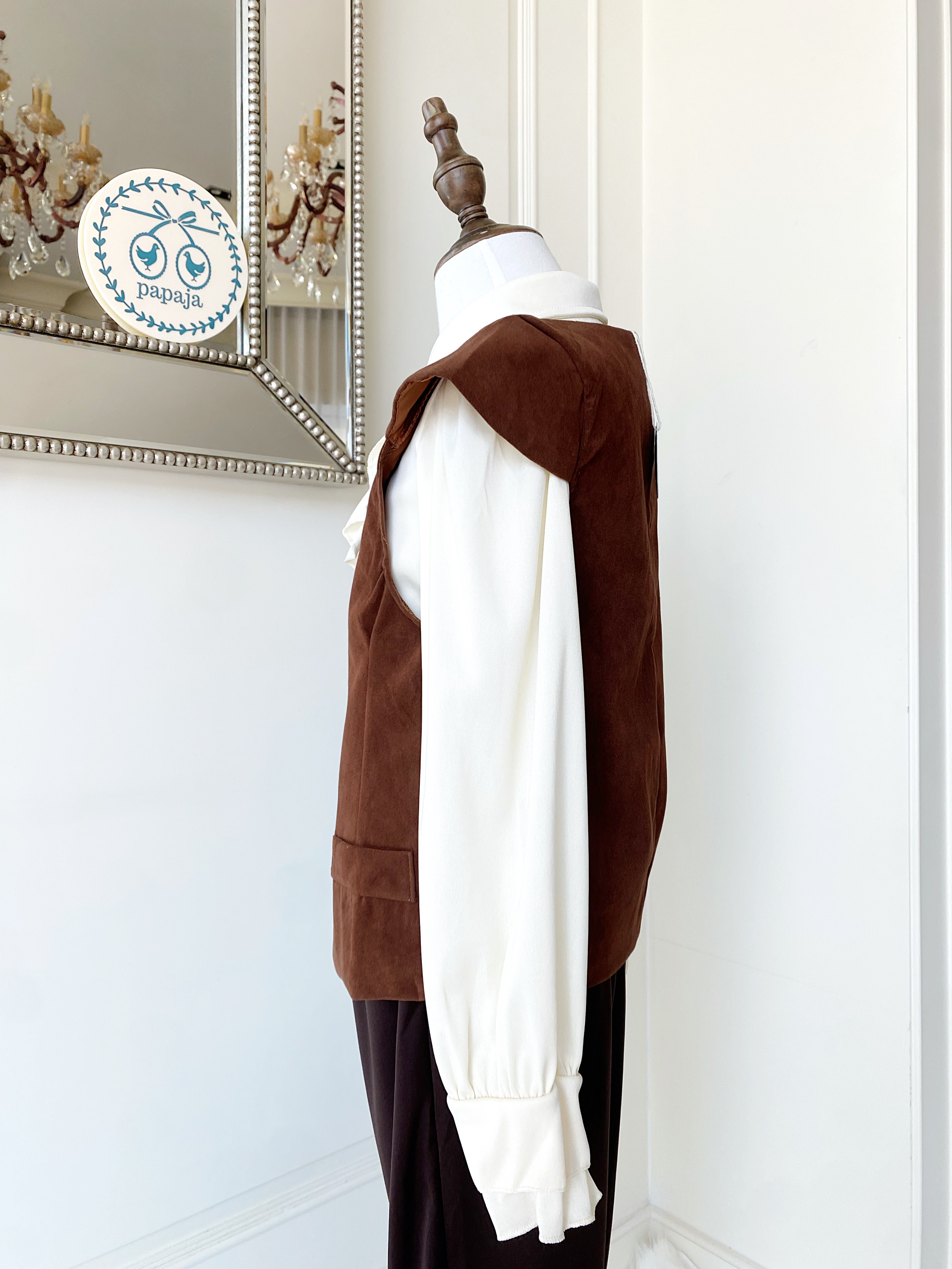 ชุดคอสเพลย์ ชุดยุโรปโบราณเด็กชายโทนน้ำตาล (เซต 3 ชิ้น)