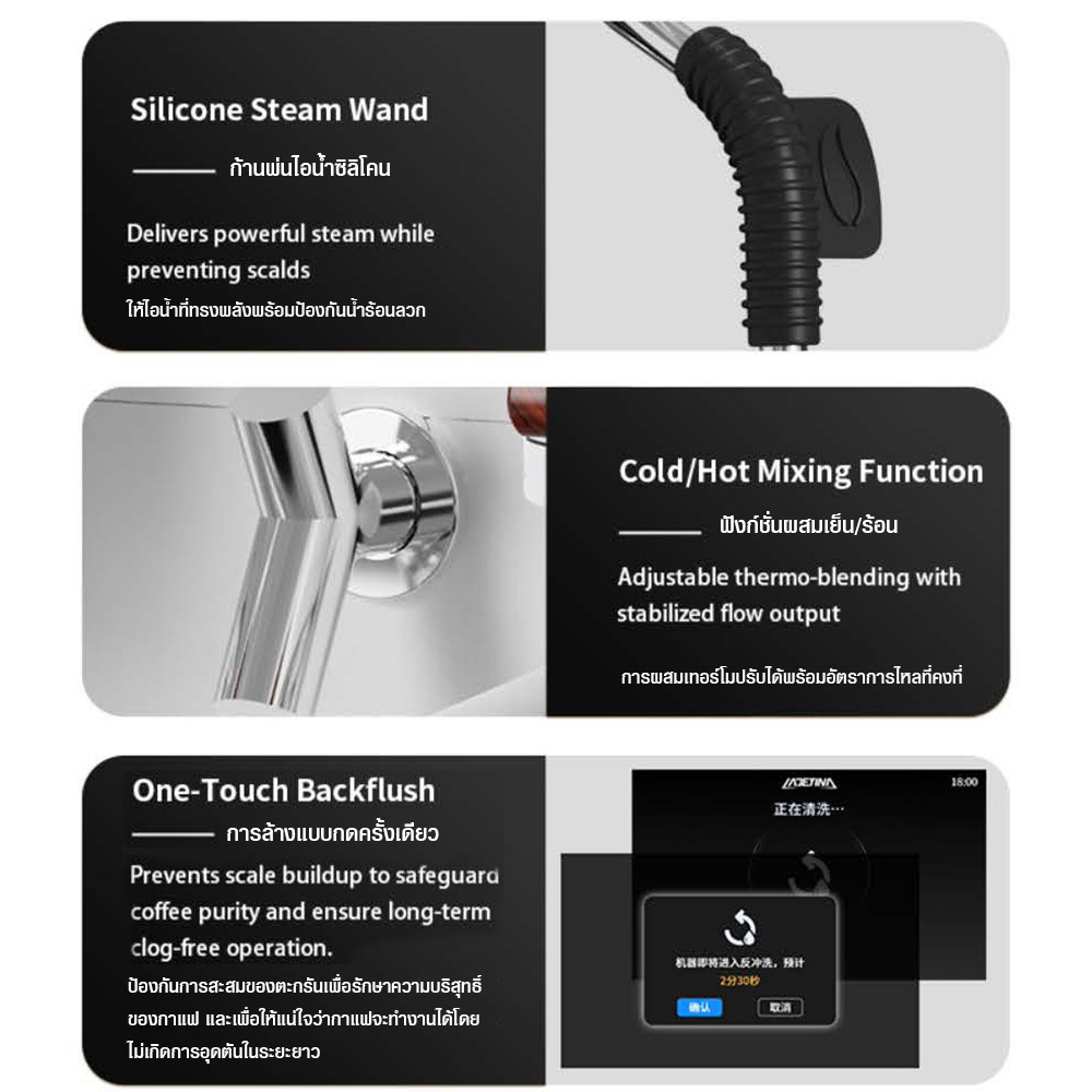 LADETINA MYTH AT2-2 | Dual Group Espresso Machine with Pre-Infusion | Dual Boiler | Touchscreen Control