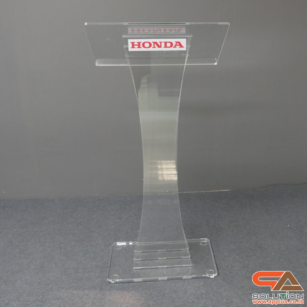 โพเดียม อะคริลิคใส AC-02 ขนาด(W)60 x (L)40 x (H)123 cm. TOP เอียงพร้อมกันตก วัสดุอะคริลิคใส หนา 10-20 มม.