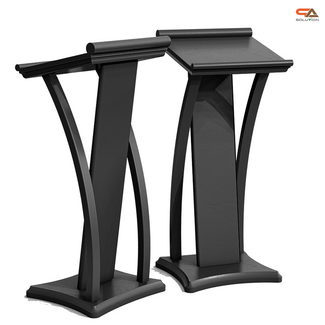 โพเดียมไม้ ขนาดTOP (W) 45 x (L) 50 cm.สูง 120 ซม.ตกแต่งไม้โค้งด้านข้าง สวยคลาสสิค พร้อมจัดส่งทั่วไทย