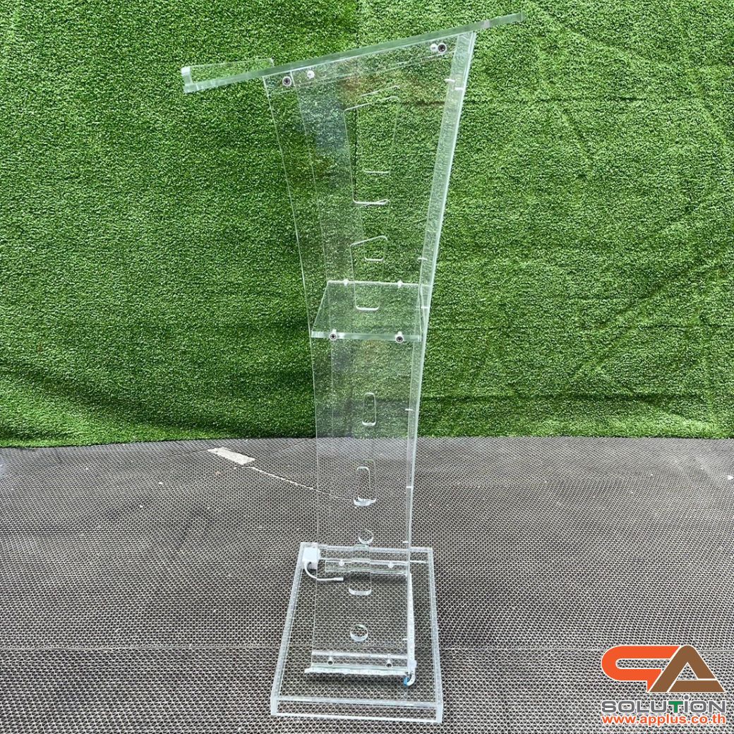 โพเดียมอะคริลิค เรืองแสงLED เปลี่ยนสีได้ พร้อมรีโมท TOP เอียงพร้อมกันตก ขนาด(W)60 x (L)40 x (H)114 cm.