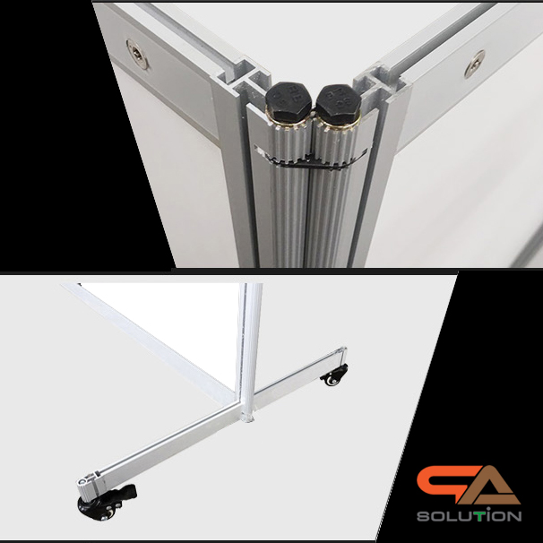 บอร์ดจัดนิทรรศการ อะลูมิเนียม ตั้งต่อเนื่อง 6 บานพร้อมล้อ ขนาด (W)100 x (H)200 ซม. ถอดประกอบและพับเก็บได้