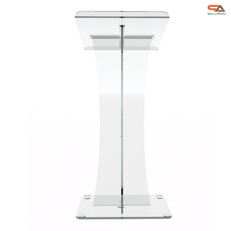 โพเดียม อะคริลิคใส AC-03 ขนาด (W)50 x (L)44 x (L)120 cm. TOP เอียงพร้อมกันตก วัสดุอะคริลิคใส หนา 10-20 มม.