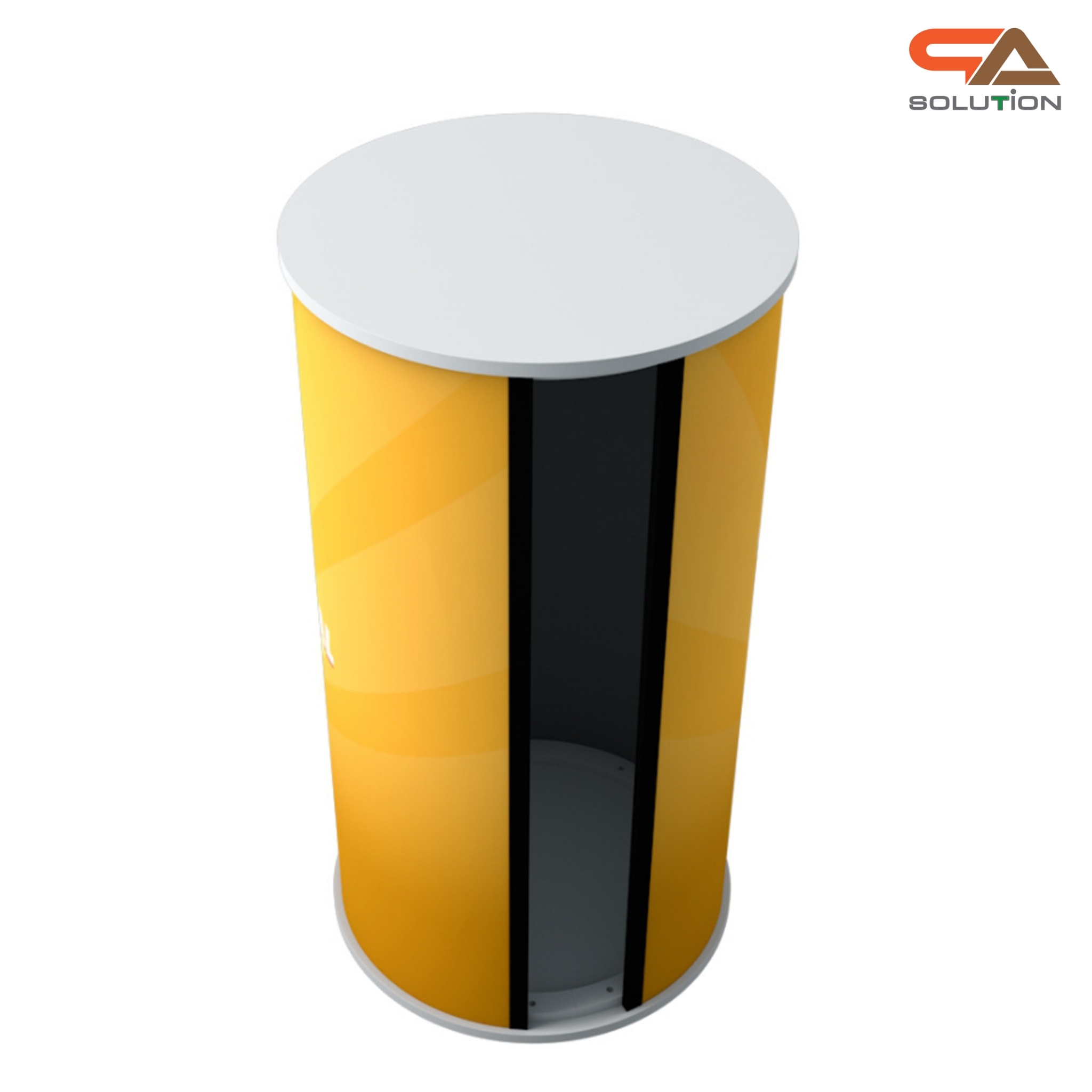 เคาน์เตอร์ออกบูธ ทรงกลม TOPไม้สีขาว (W)50 x (H)94.5 cm. ถอดประกอบได้ เคลื่อนย้ายสะดวก พร้อมกระเป๋าสีดำ 1 ใบ