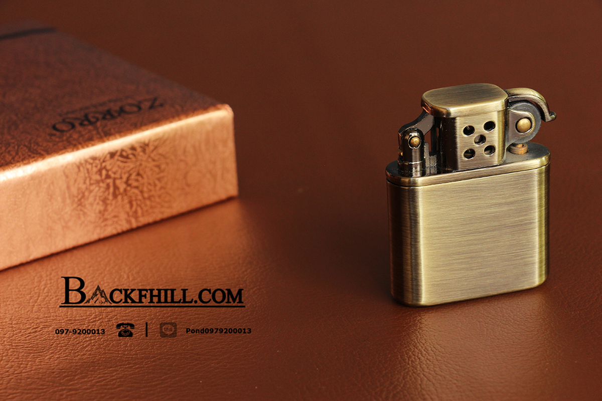 ไฟแชคทองเหลืองแท้ ZORRO Lighter รุ่น Z506 สีทองเหลืองรมดำ คลาสสิค ของแท้ 100%