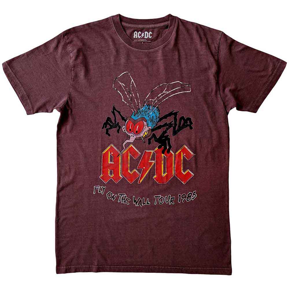 AC/DC Unisex T-Shirt: Fly On The Wall Tour MAROON RED
