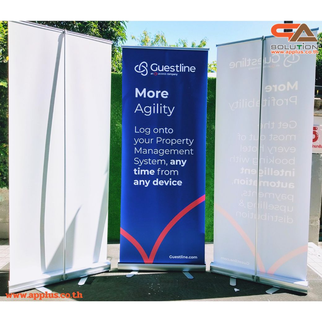 ROLL UP GRADE A โรลอัพ ขนาด 80x200 ซม. โครงสร้างอะลูมิเนียมอย่างดี แข็งแรง ทนทาน ม้วนเก็บได้ พกพาสะดวก