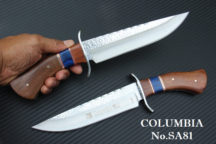 มีด COLUMBIA รุ่น SA81 มีดทรงเปอร์เซียใบตอกลายขรุขระ ด้ามไม้อย่างดี พร้อมซองไนลอน