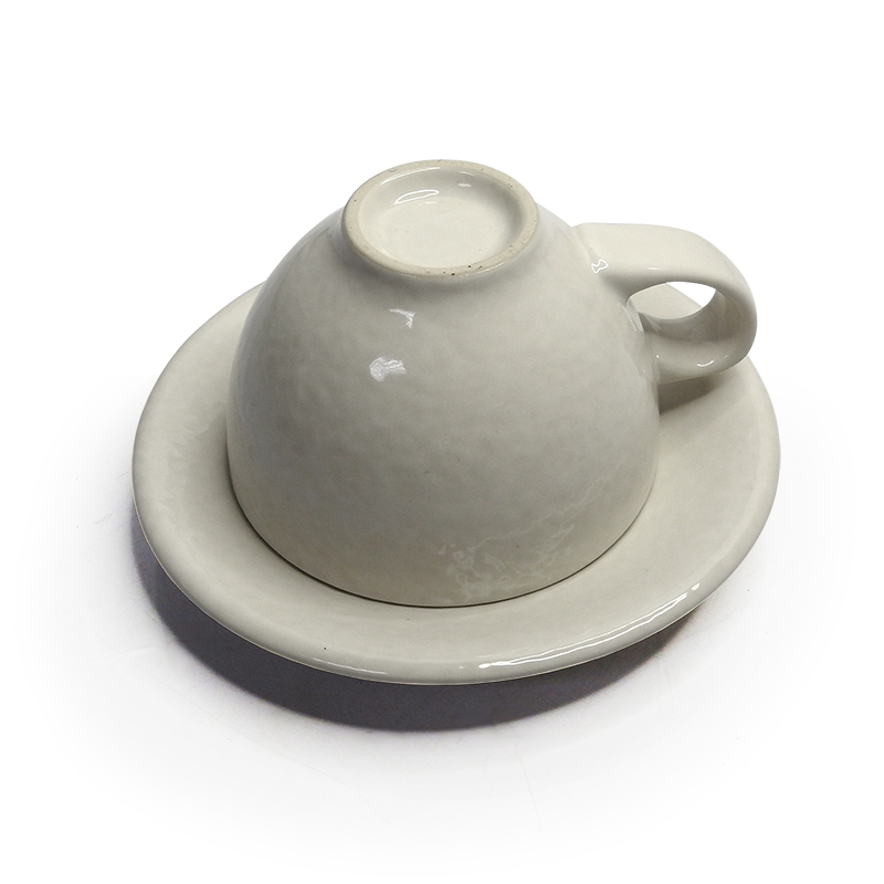 ถ้วยกาแฟ สี Snow Cream 250CC พร้อมจานรอง