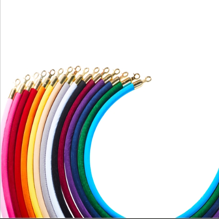 เสากั้นบริเขต สแตนเลสหัวกลมสีทอง พร้อมเชือกกำมะหยี่ สีแดง