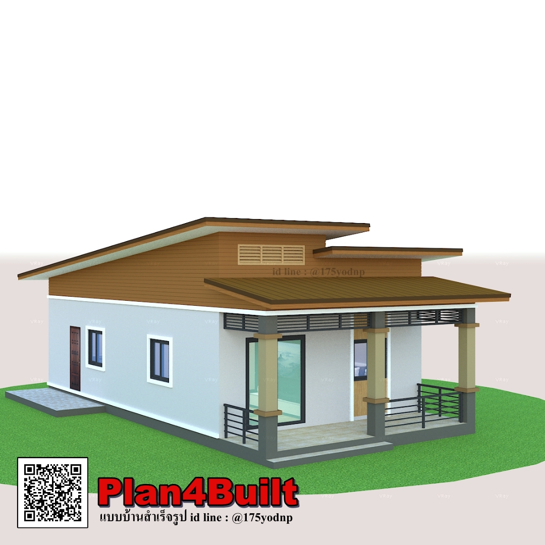แบบบ้านโมเดิร์นชั้นเดียว ขนาด2ห้องนอน 2ห้องน้ำ