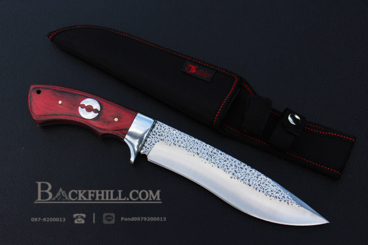 มีดใบตาย COLUMBIA รุ่น SA70 ใบมีดสีเงินทรงสวย ตัวใบขรุขระ ด้ามจับไม้อย่างดี พร้อมซองไนลอน