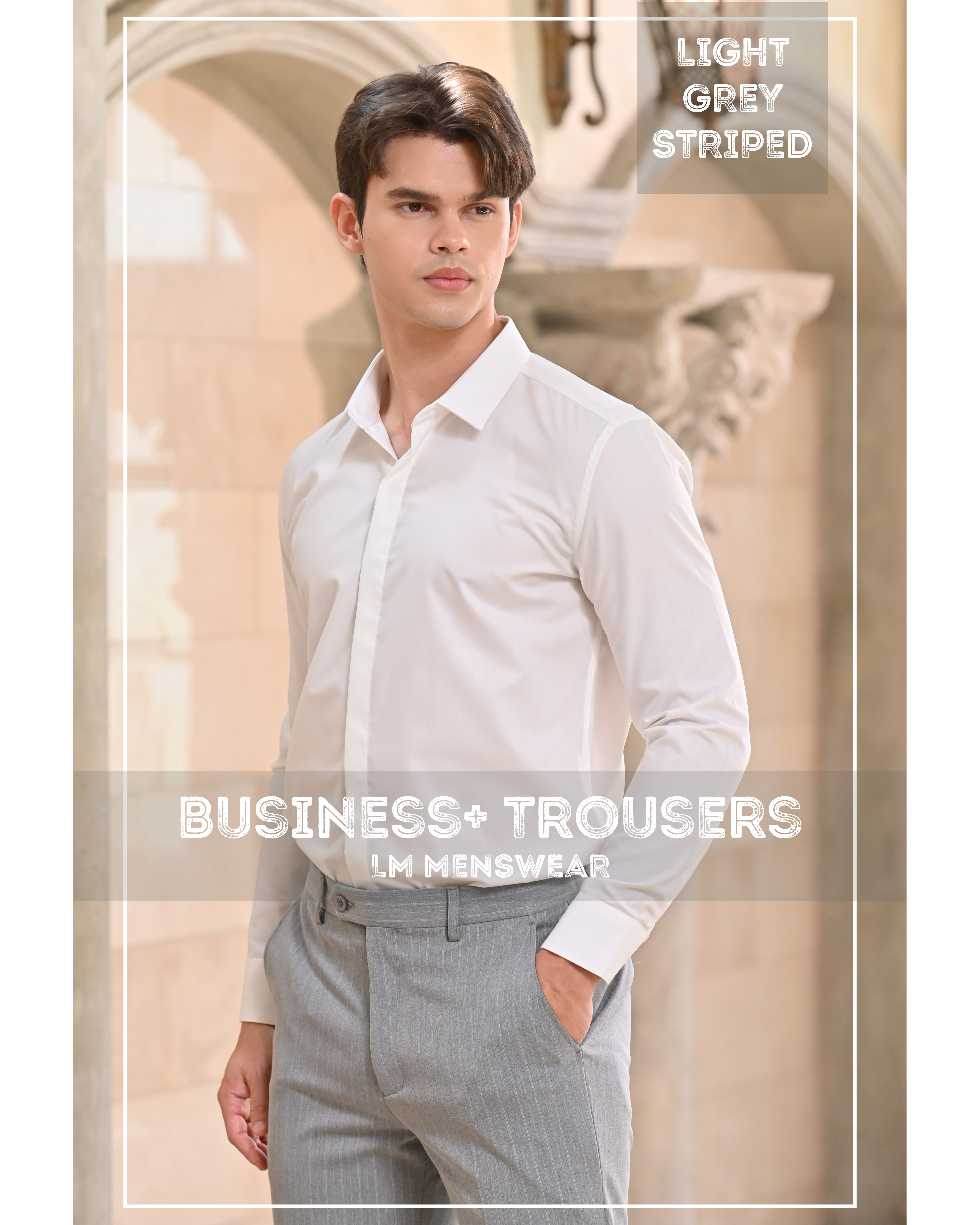 Business Striped Trousers กางเกงสแลคลายทาง ทรงกระบอกเล็ก