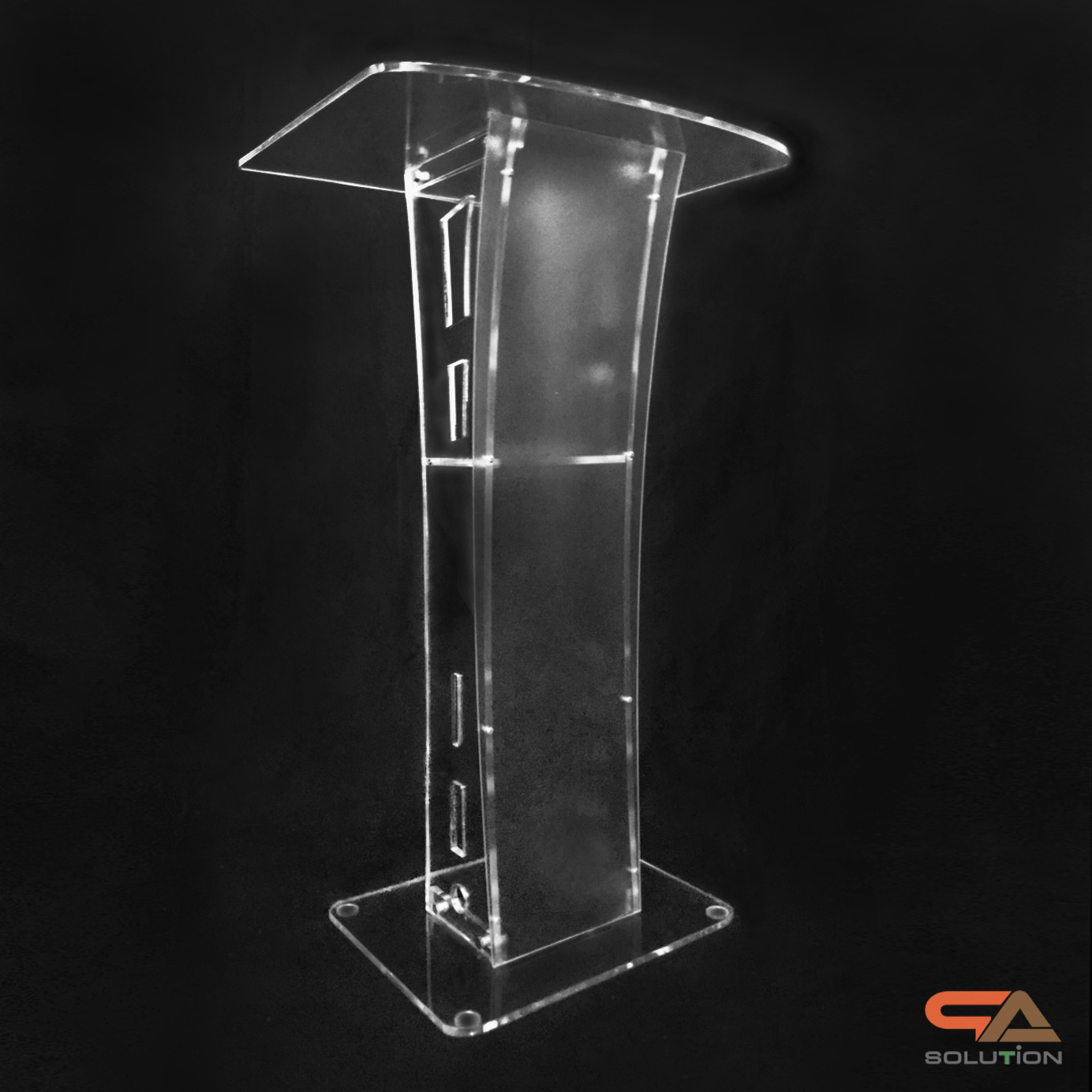 โพเดียมอะคริลิคใส รุ่น AC-11 ด้านหน้าอะคริลิคฝ้า TOP ตรง ขนาด (W)47 x (L)37 x (H)100 cm.