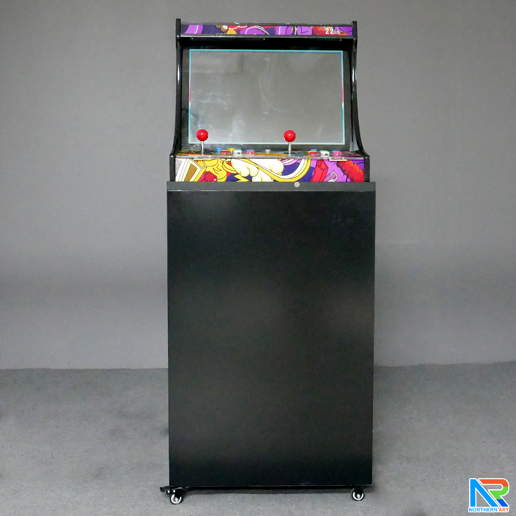 เช่าตู้เกมส์กดตั้งพื้น พร้อมเกมส์นับ 1,000+ มีลำโพงและเพลงในตัว เล่นพร้อมกันได้ 2 คน ขนาด (W)59 x (D)42 x (H)144cm