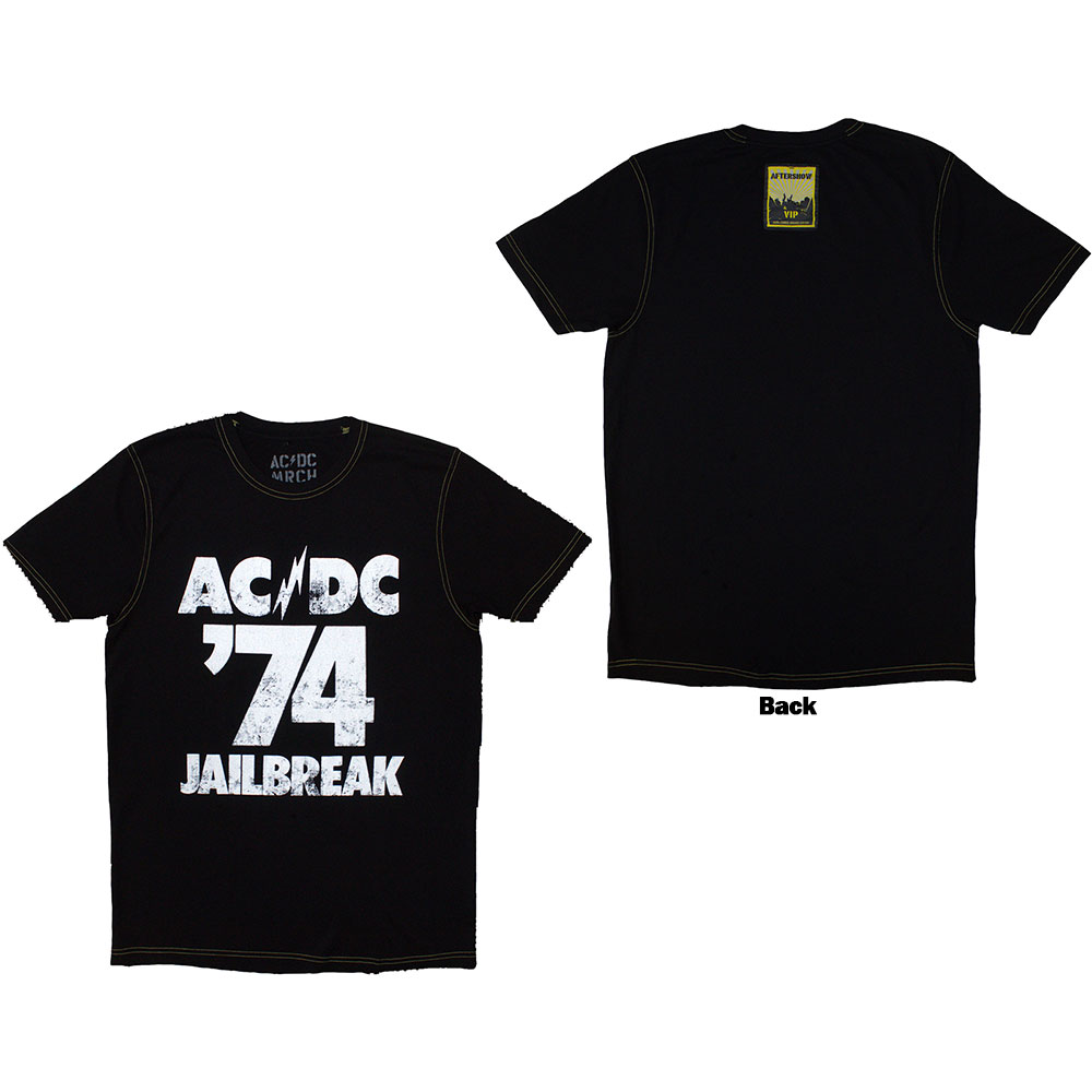 AC/DC Unisex T-Shirt: 74 Jailbreak (Back Print & Ex-Tour) BLACK