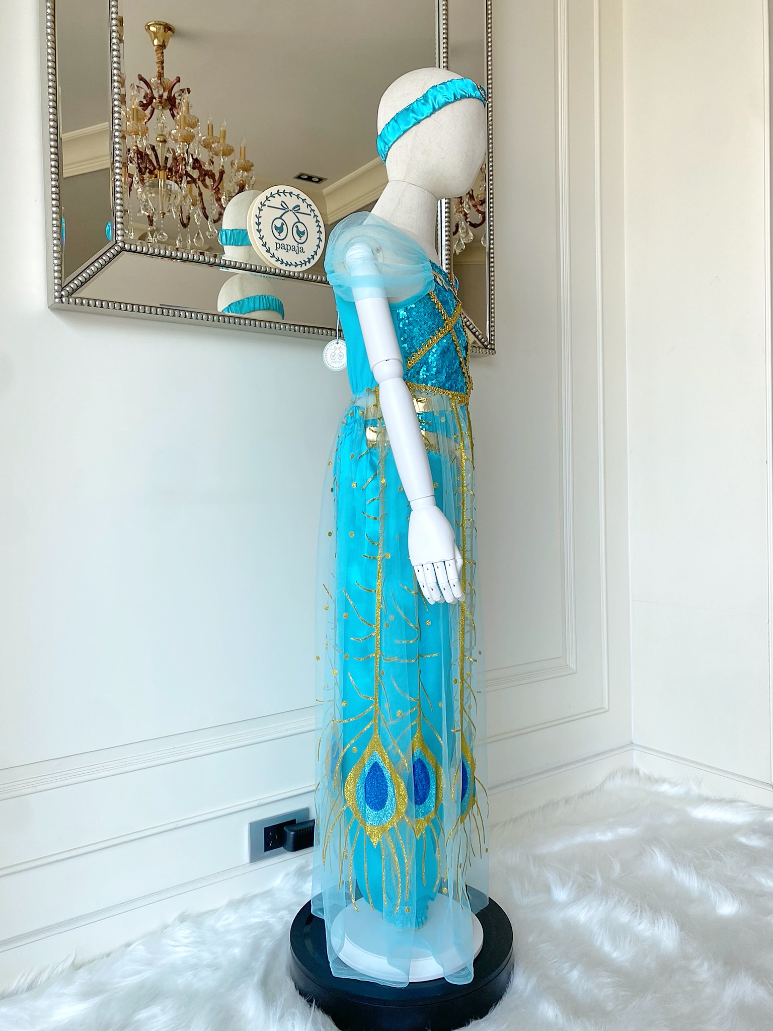 ชุดเจ้าหญิงจัสมิน (Jasmine) ต่อชายผ้าคลุมจากเอว พร้อมผ้าคาดผม