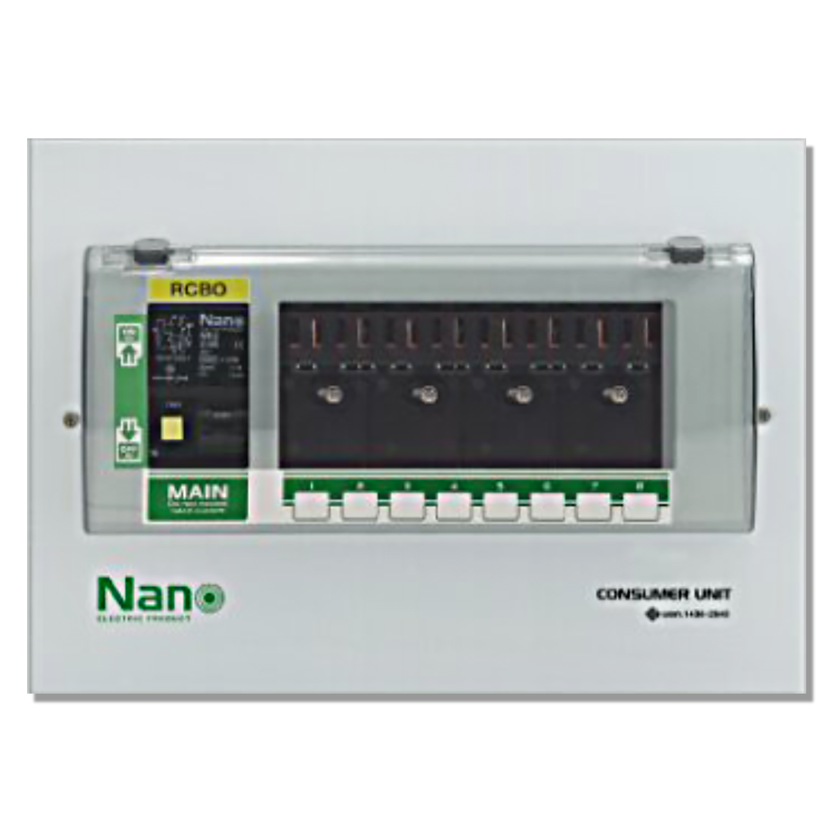 NANO ตู้คอนซูมเมอร์ยูนิต 8 ช่อง (ปลั๊กออน) พร้อมเมน RCBO