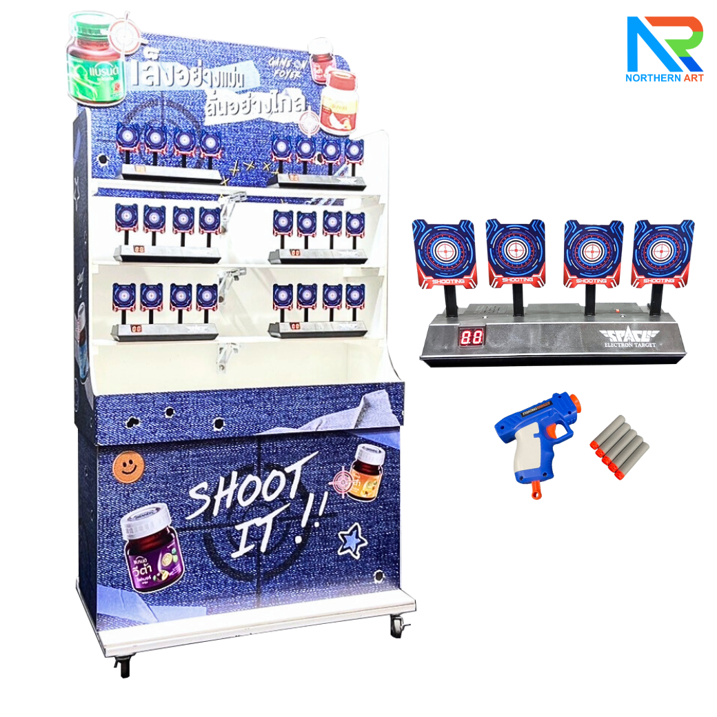 เกมส์ CARNIVAL GAME ยิงเป้า ขนาด (W) 90 x (L)50 x (H)176 cm. พร้อมเป้านิ่ง 4 เป้า จำนวน 6 ชุด ปืนกระสุนโฟม 2 ชุด