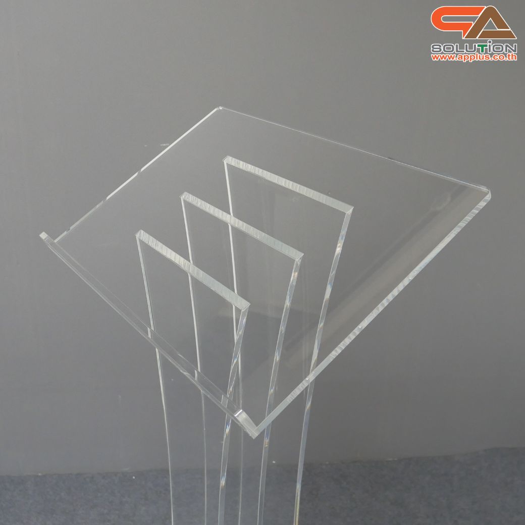 โพเดียม อะคริลิคใส AC-02 ขนาด(W)60 x (L)40 x (H)123 cm. TOP เอียงพร้อมกันตก วัสดุอะคริลิคใส หนา 10-20 มม.