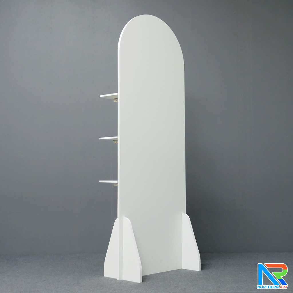 ชั้นวางสแตนดี้ไม้ MDF ปิดผิวเมลามีน แบบพับขั้นวางได้