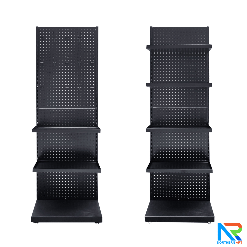 เช่าชั้นวางสินค้าเหล็ก ขนาด(W)50 x (D)25 x(H)150 cm. สีดำ ปรับจำนวนชั้นและขอแขวนได้ตามความต้องการ