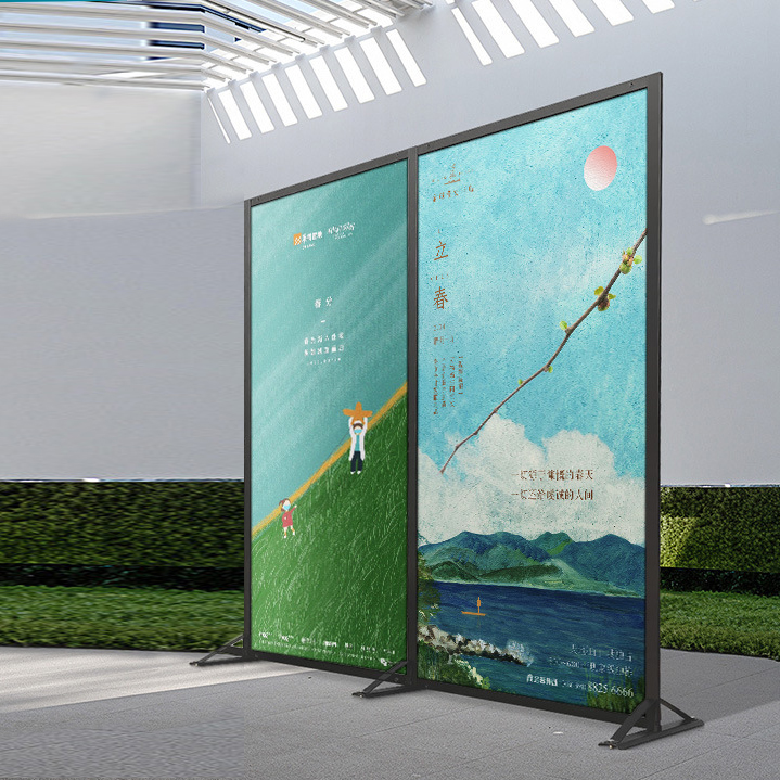 บอร์ดนิทรรศการ แบบตั้งคู่ ขนาด (W)100 x (H)200 cm. พร้อมขาตั้ง โครงอะลูมิเนียม สีดำ ถอดประกอบได้