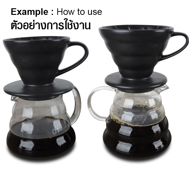 ถ้วยดริปกรองกาแฟเซรามิก ทรงกรวย รูเดี่ยว 1-2 ถ้วย (101V) 1610-661