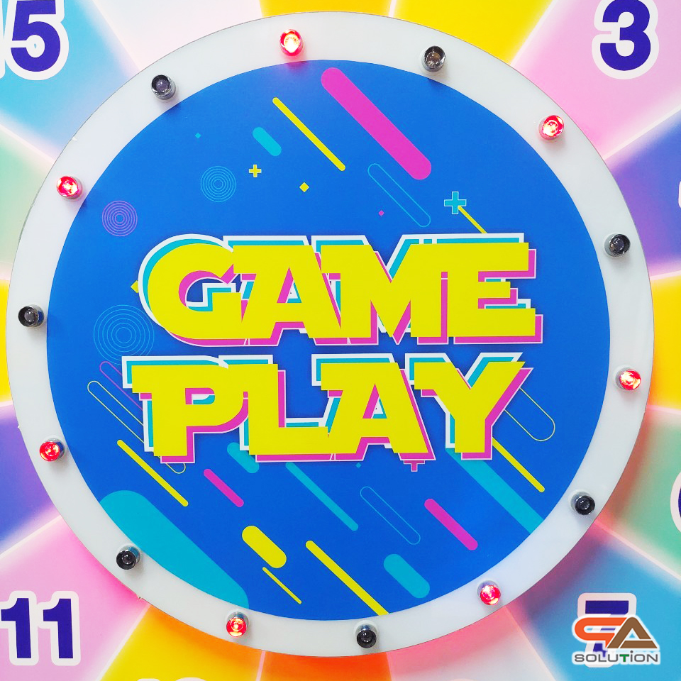 เช่าเกมส์วงล้อ LED ตั้งพื้น รุ่นA ระบบสัมผัส พร้อมไฟกระพริบเปลี่ยนสีได้ ขนาดวงล้อ 80 ซม.สูง 170 ซม. สามารถเปิดเพลง-สปอร์ตโฆษณาได้ มีลำโพงในตัว