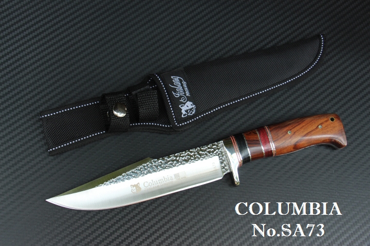 มีด COLUMBIA รุ่น SA73 ใบตอกลายขรุขระ ด้ามไม้แท้อย่างดี พร้อมซองไนลอน