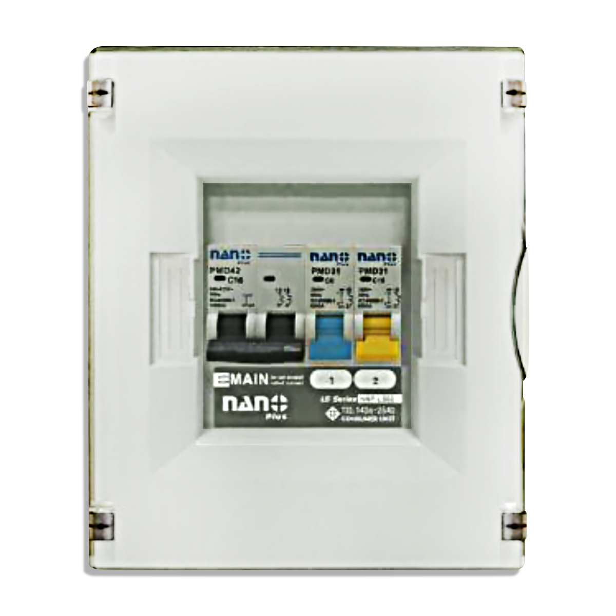 NANO ตู้คอนซูมเมอร์ยูนิต NANO PLUS (LS-Series) 2 ช่อง (MCB + ลูกย่อย) ฝาดำใส