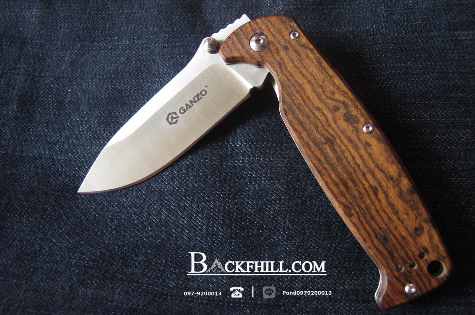มีด Ganzo G742-1-WD1-ด้ามจับลายไม้ convenient folding knife.