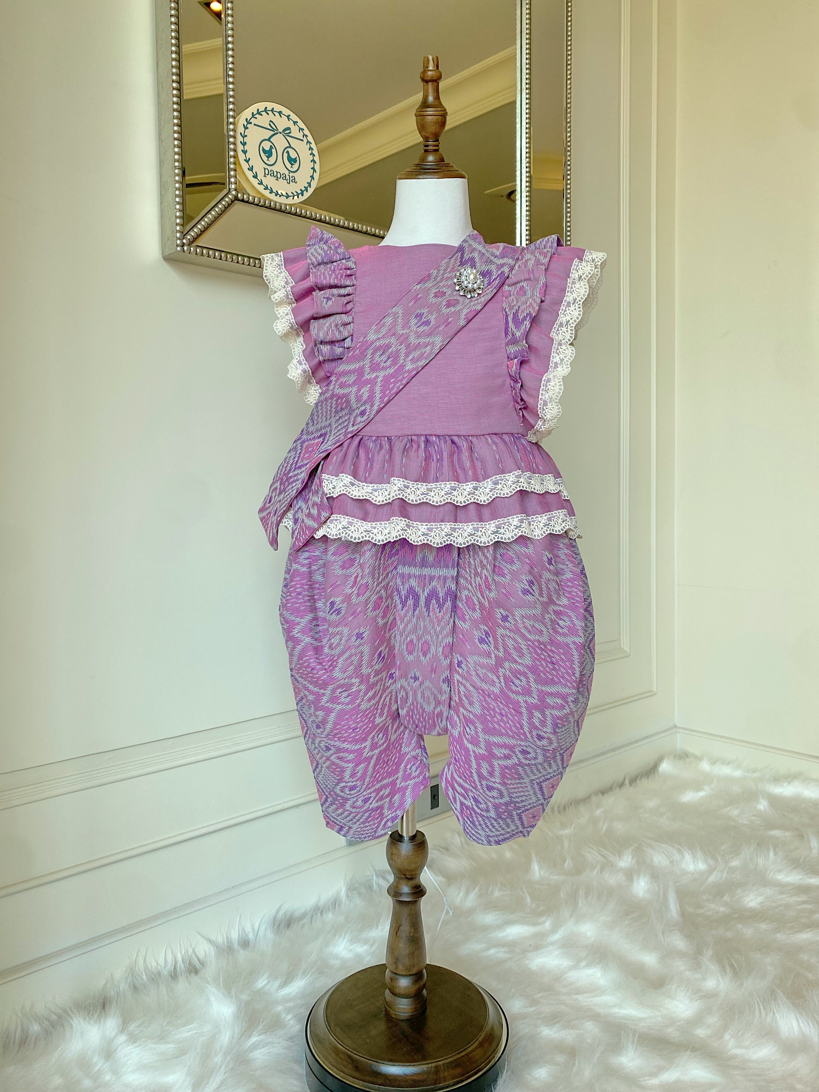 (เซต 4 ชิ้น) ชุดไทยแบรนด์ Chabafah รุ่น ศิรินภา สีชมพูกลีบบัว