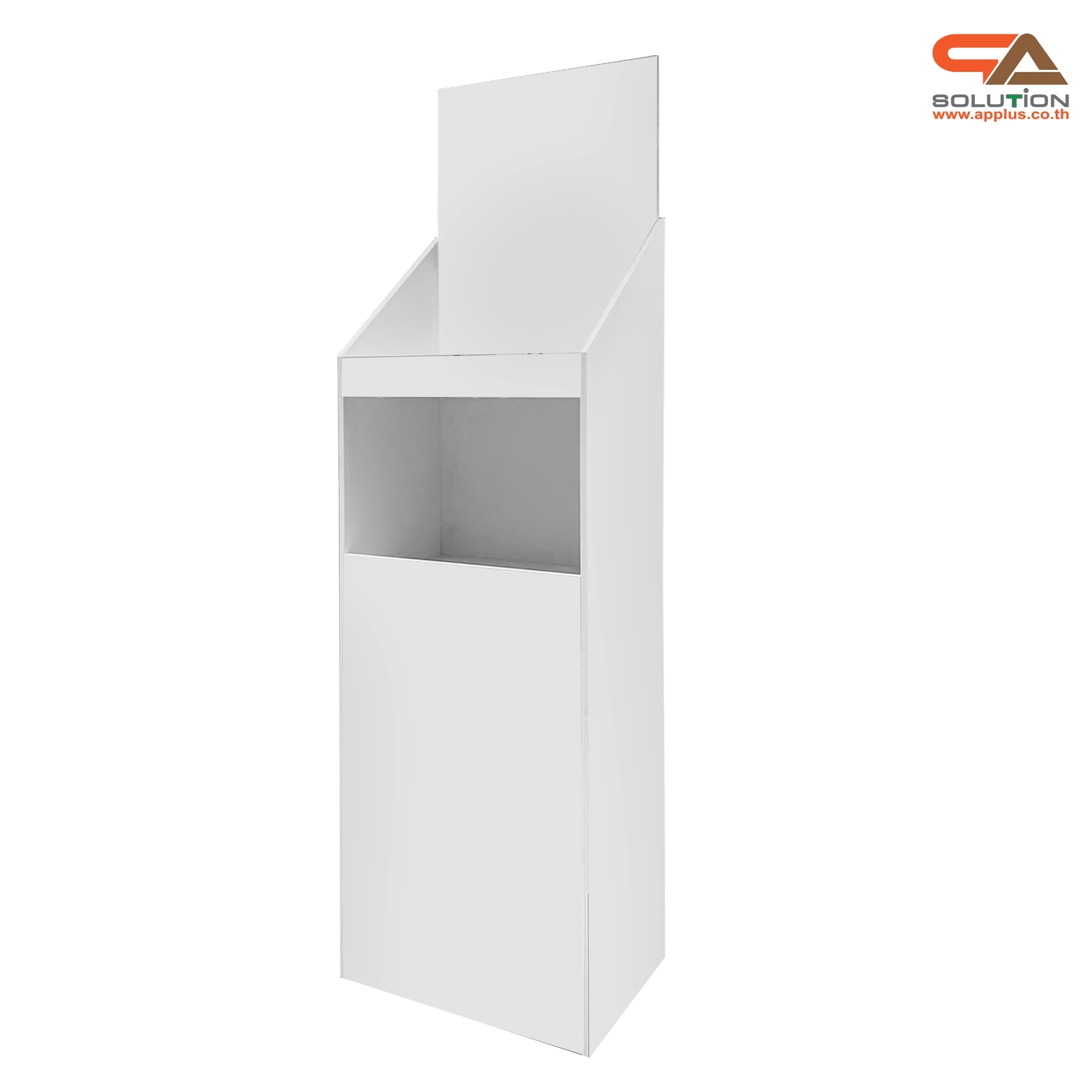 ชั้นวางสินค้าพลาสวูด 2 ชั้น ขนาด (W)35 x (D)24 x (H)130 ซม. พร้อมงานพิมพ์ พลาสวูดหนา 8 มม.