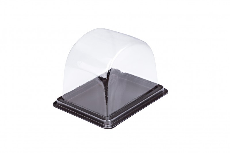 กล่องพลาสติก กล่องใส่ขนม ฐานสีน้ำตาล + ฝาสีใส รหัส E-109 จำนวน 100ใบ