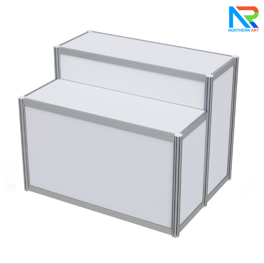 เช่าเคาน์เตอร์อะลูมิเนียม แบบขั้นบันได ขนาด (W)103 x (L)80 x (H)80 cm. ถอดประกอบได้