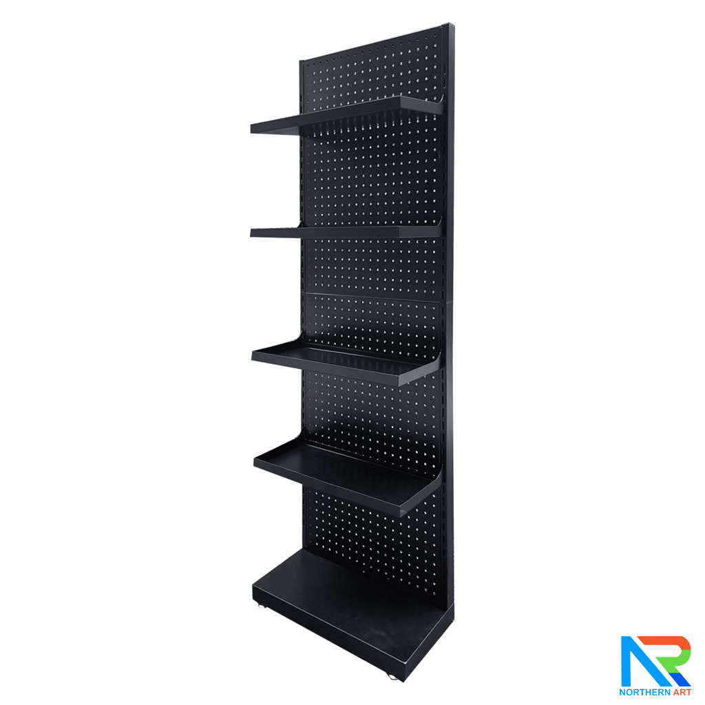 เช่าชั้นวางสินค้าเหล็ก ขนาด(W)50 x (D)25 x(H)150 cm. สีดำ ปรับจำนวนชั้นและขอแขวนได้ตามความต้องการ